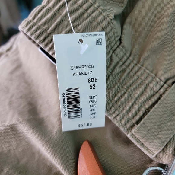 NWT ROUNDTREE & YORKE Men's Plus Size Khaki Cargo Short Ss 52W Beige Cotton - Picture 7 of 10